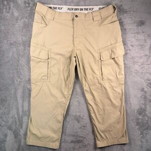 Duluth Trading Flex Dry on the Fly Cargo Pants Mens 42x30 (43x26) Tan Relaxed